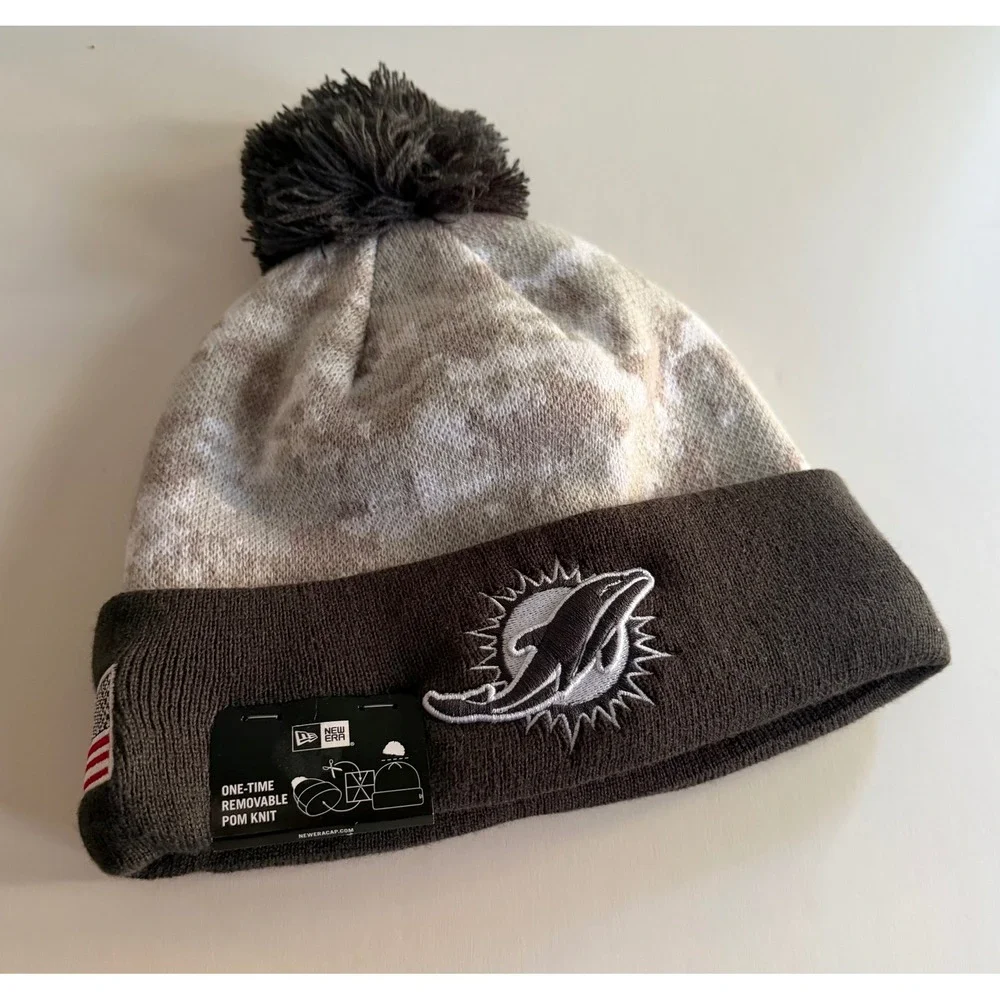 New Era 60583003 Miami Dolphins Salute To Service Knit Beanie OSFM NWT